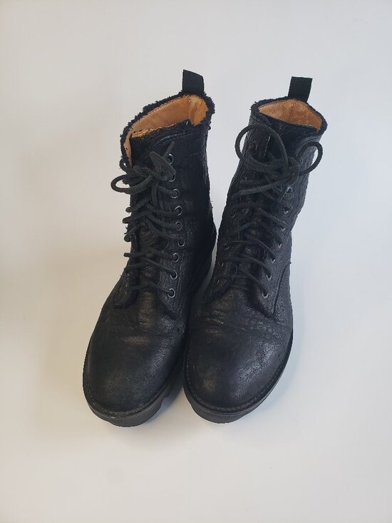 Fluevog ATV Defender Black Platform Lace-Up Women's Moto Festival Boots - Picture 13 of 16